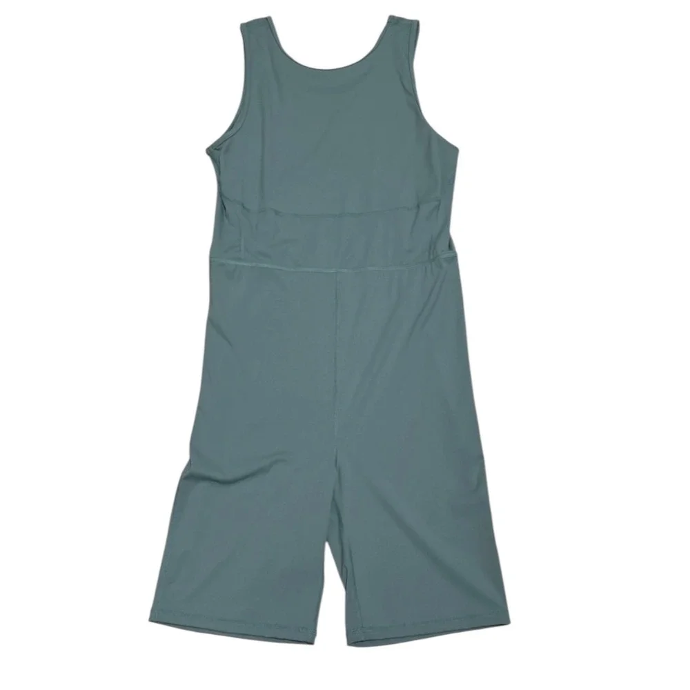 NOIZE Women's XL Sage Green Biker Short Romper Cutout Back Activewear